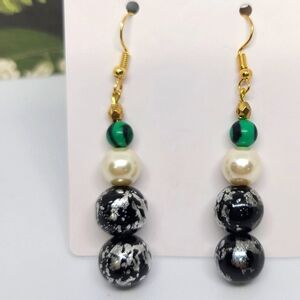 🆕️ OOAK Pearl & Malachite Earrings A1